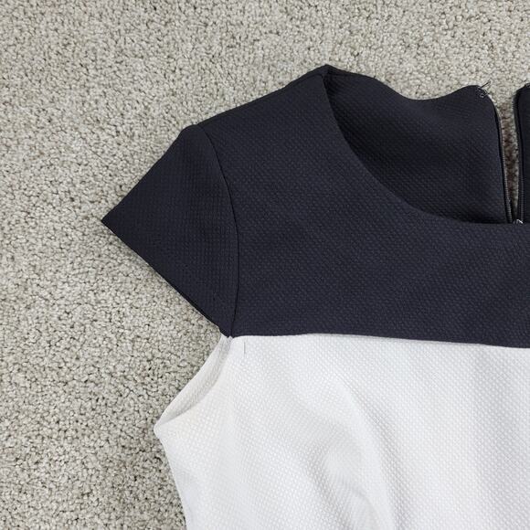 R&K Dress Womens 4 White Black Red Color Block Stripes Short Cap Sleeve Office - Picture 8 of 12